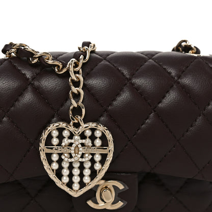 Chanel Lambskin Quilted Mini Double Flap With Hook Dark Brown 8 of 11