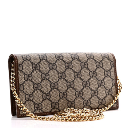 Gucci GG Supreme Monogram Azalea Calfskin Horsebit 1955 Wallet On Chain Beige Ebony Brown Sugar 3 of 11