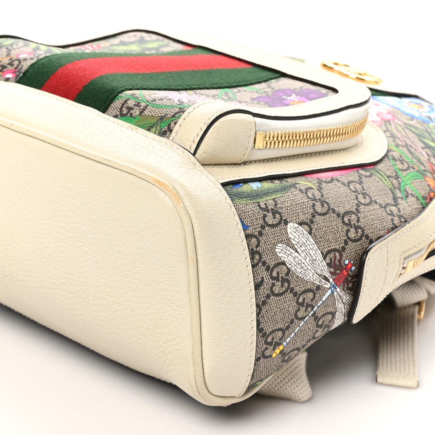 Gucci GG Supreme Monogram Flora Web Small Ophidia Day Backpack White 10 of 11