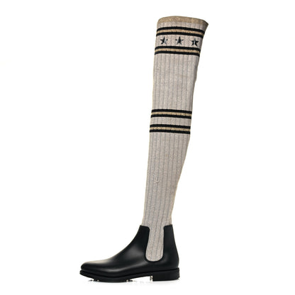 Givenchy Knit Rubber Storm Over The Knee Boots 40 Silver Gold 1 of 10