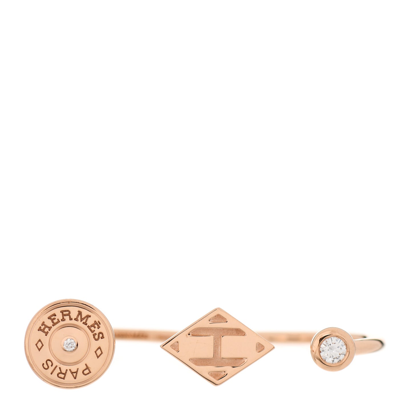 18K Rose Gold Diamond Gambade Double Ring 56 7.5