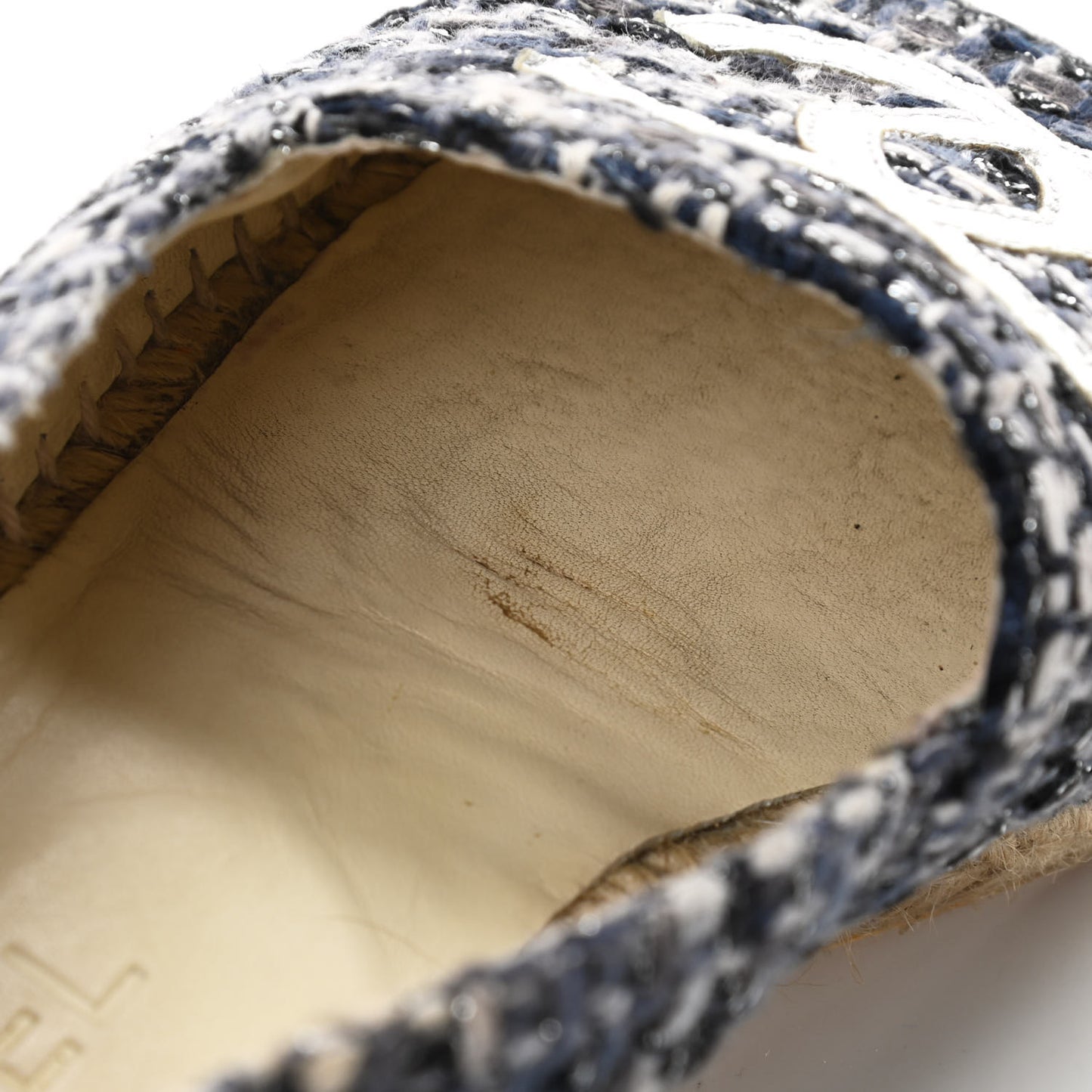 Metallic Tweed Lambskin CC Espadrilles 38 Blue Black Silver