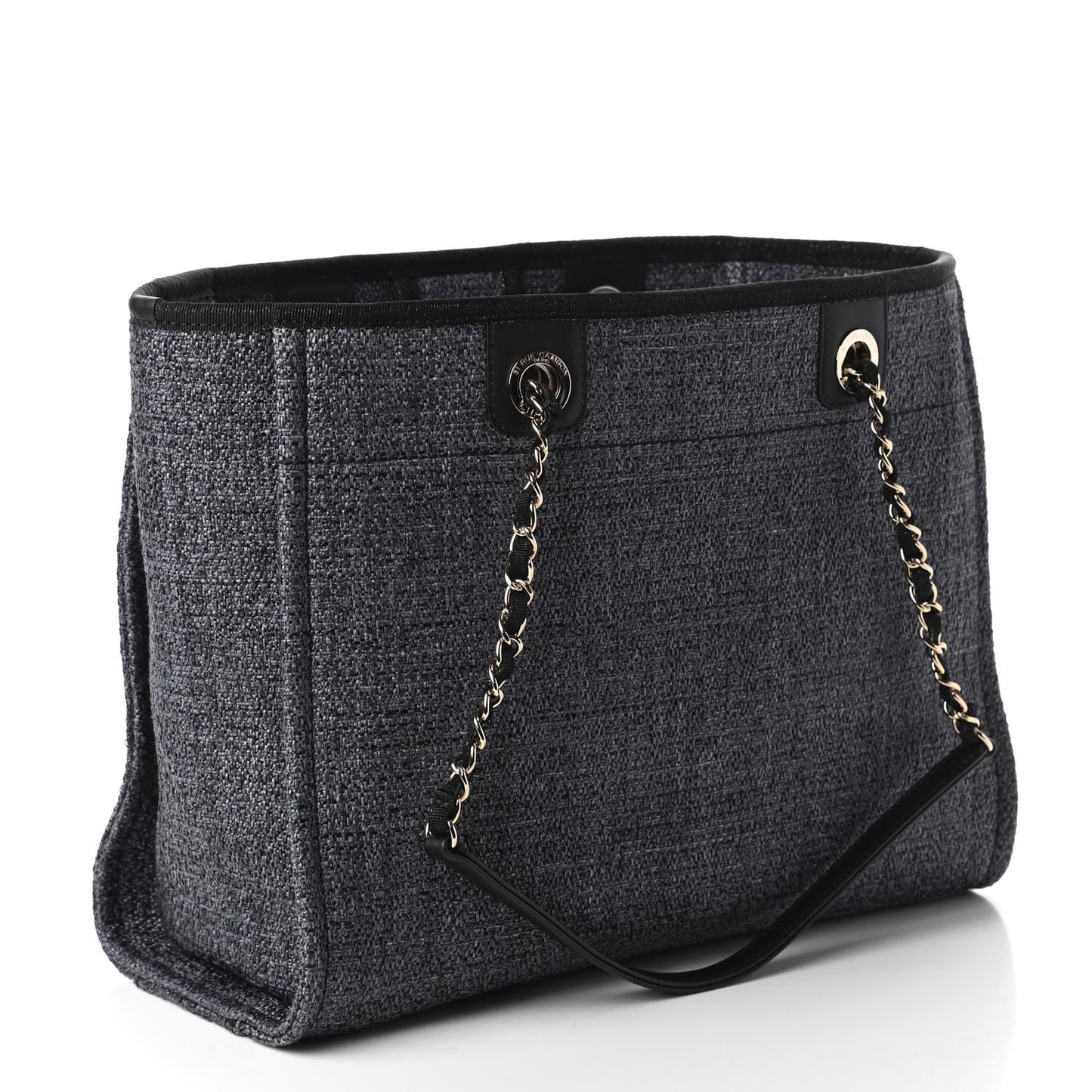 Lurex Straw Small Deauville Tote Black