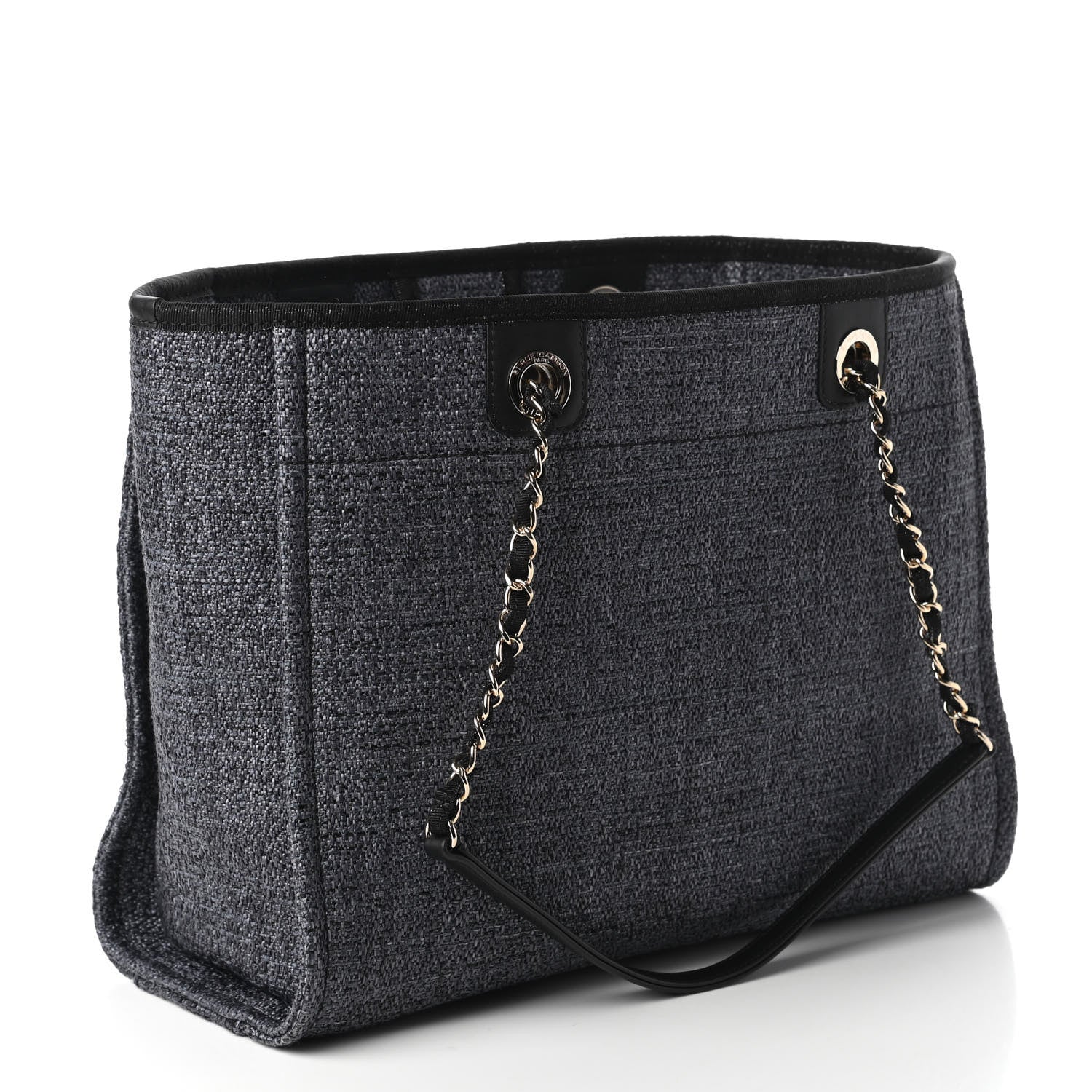 Chanel Lurex Straw Small Deauville Tote Black 3 of 10