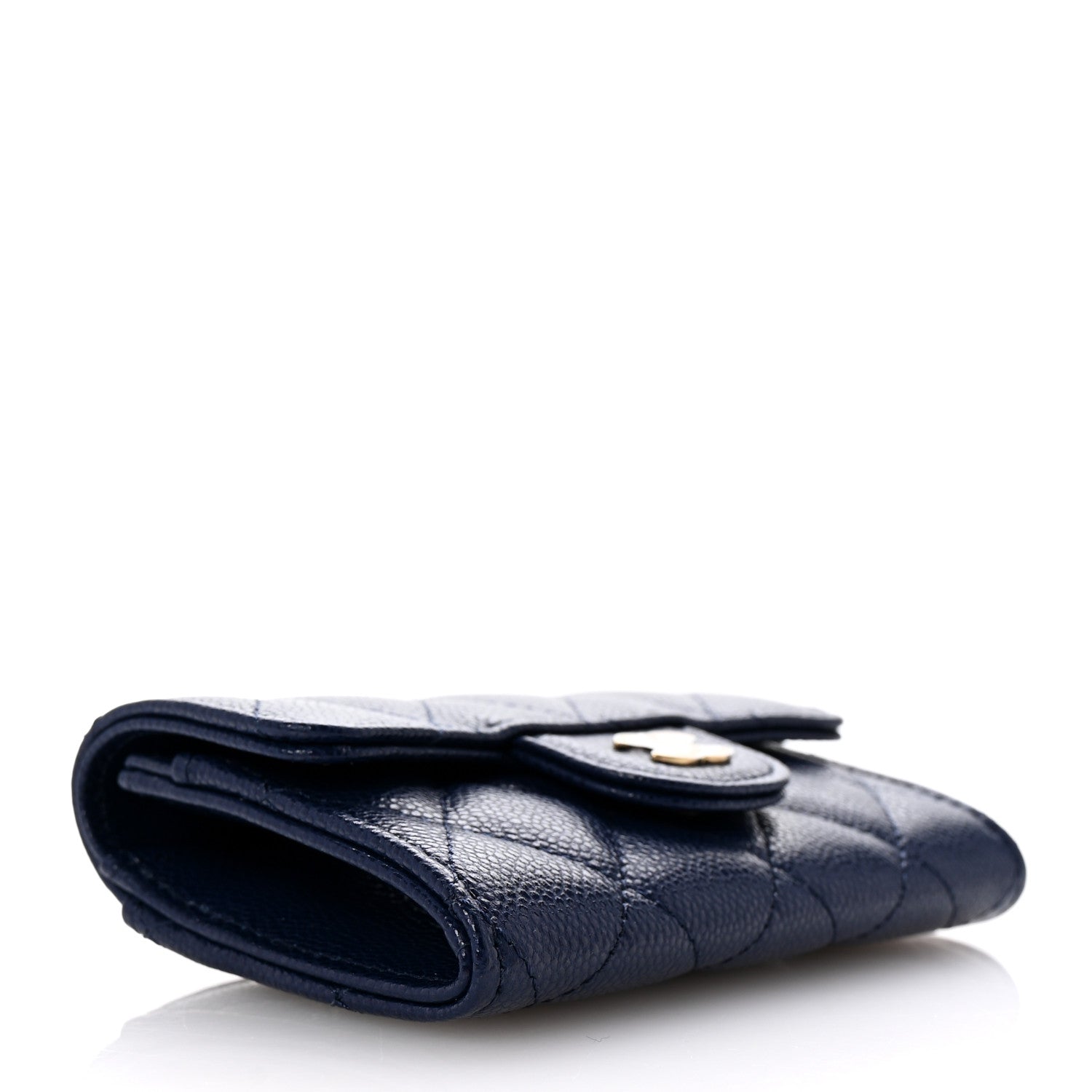 Chanel Caviar Quilted Flap Card Holder Wallet Navy Blue 4 of 9