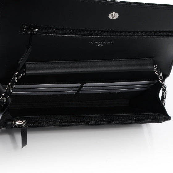 Chanel Patent Caviar Timeless CC Wallet on Chain WOC Black 6 of 9