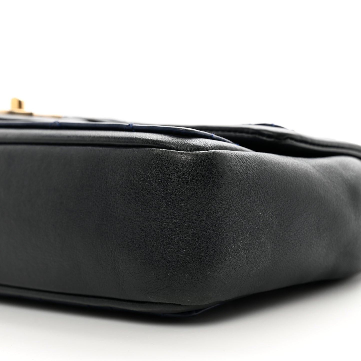 Calfskin Quilted Medium Graphic Flap Blue Black