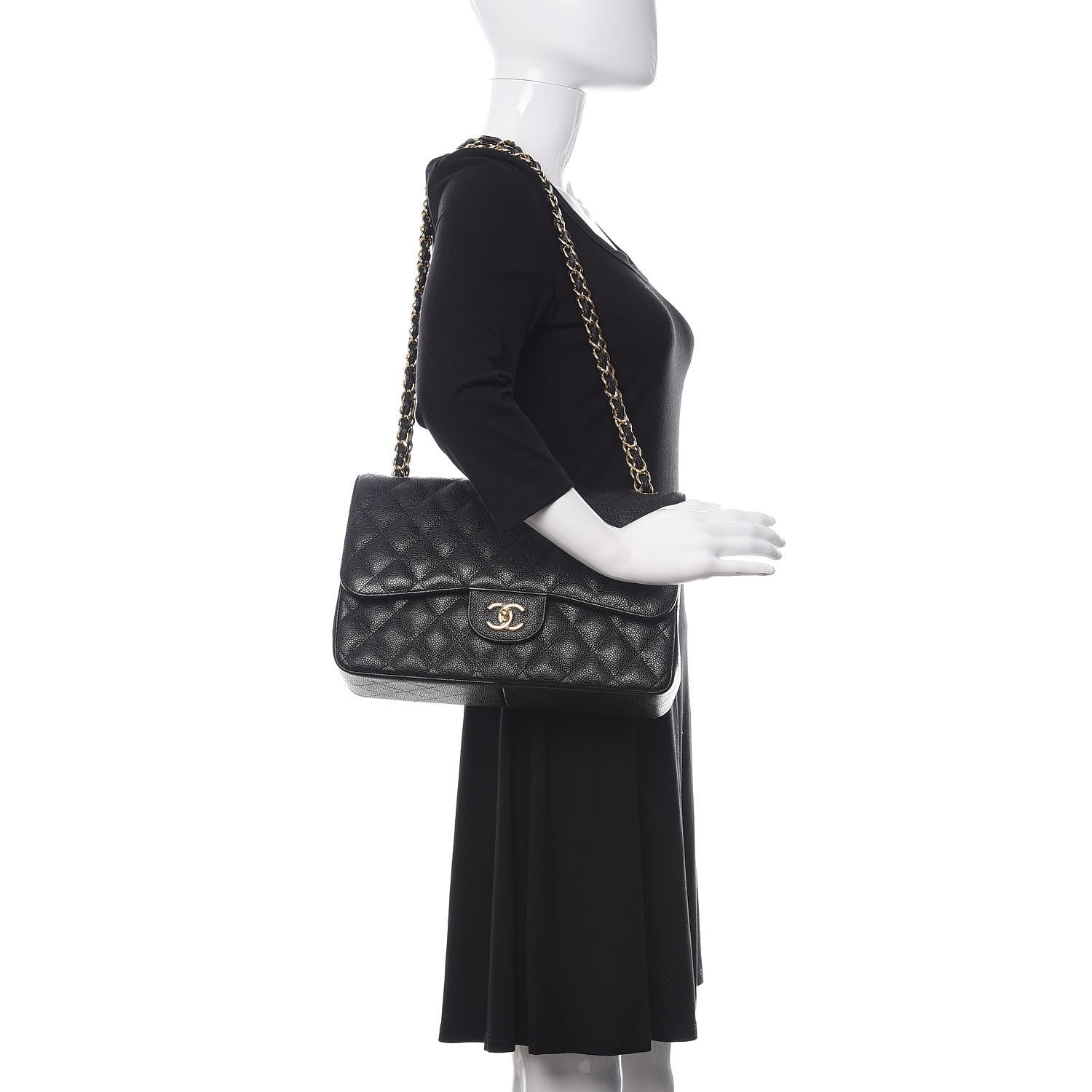 Chanel Caviar Quilted Jumbo Double Flap Black 2 of 11