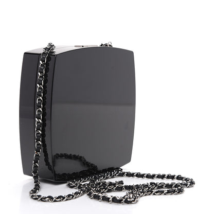 Chanel Plexiglass Compact Box Clutch Black Ivory 2 of 11