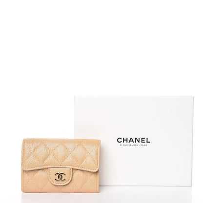 Chanel Iridescent Caviar Quilted Flap Card Holder Beige 9 of 9