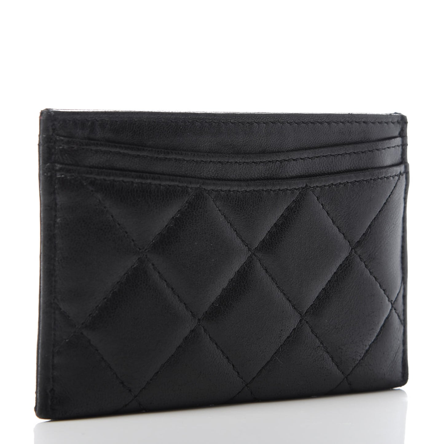 Lambskin Quilted Card Holder Black