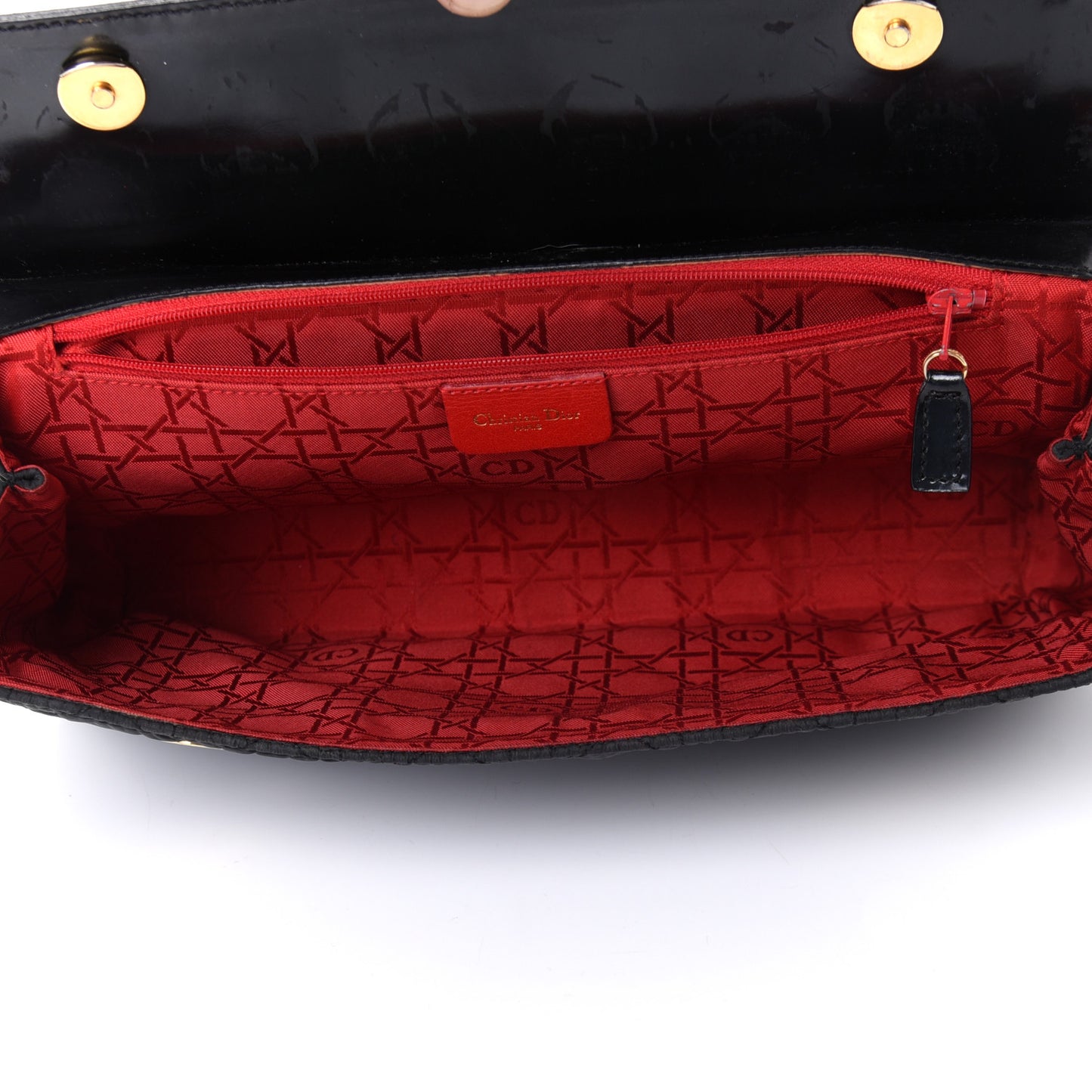 Nylon Glazed Calfskin Cannage Shoulder Bag Black