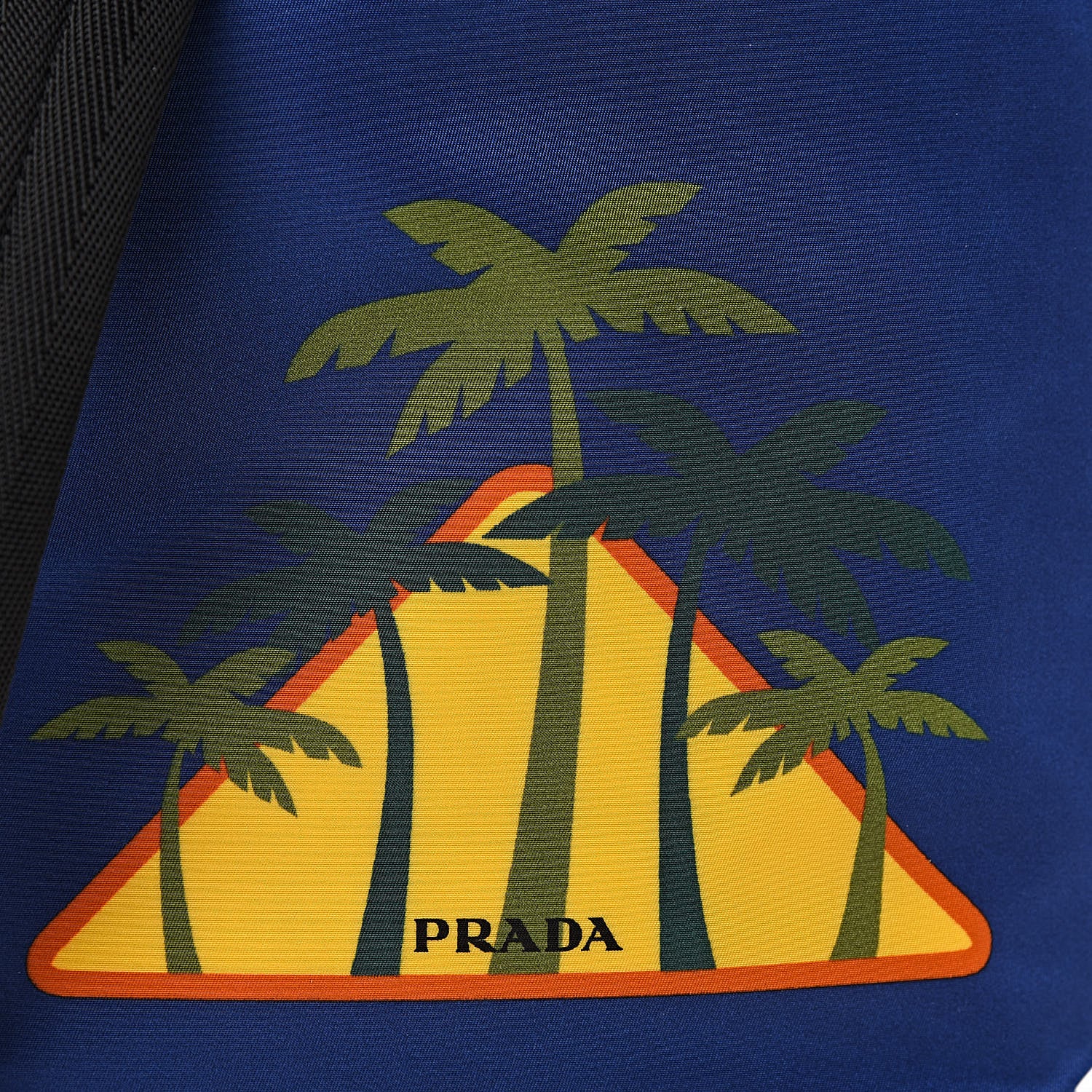 Prada Tessuto Nylon Palm Tree Print Bucket Bag Bluette 8 of 10
