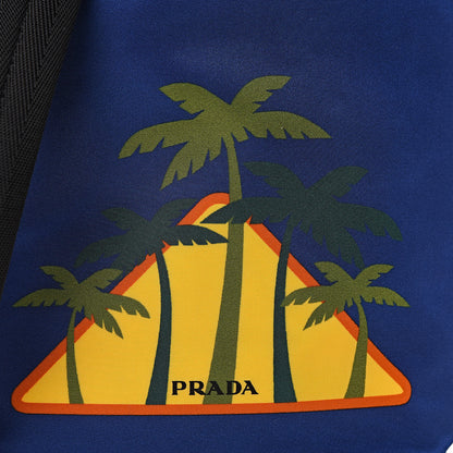 Prada Tessuto Nylon Palm Tree Print Bucket Bag Bluette 8 of 10