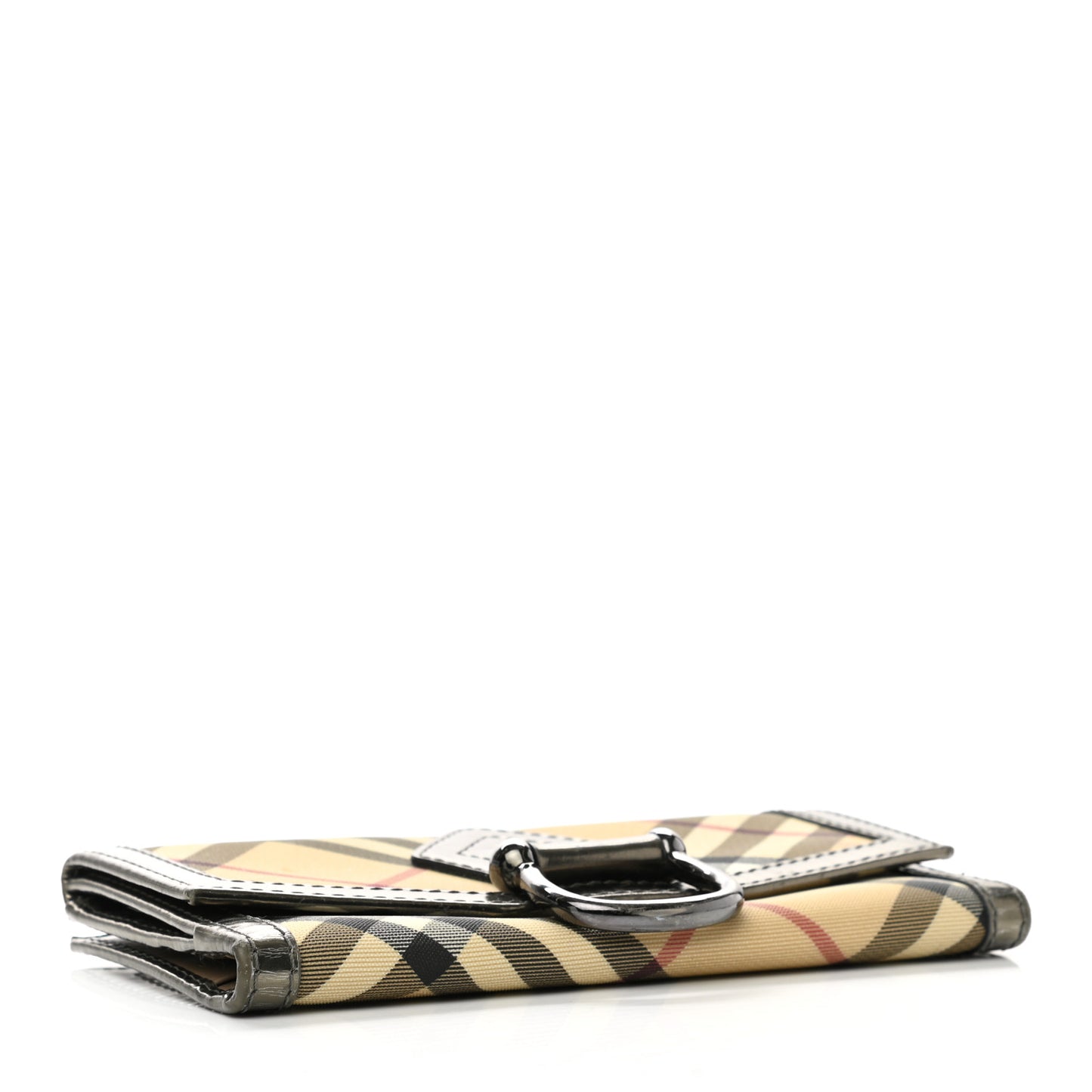 Patent Nova Check Tri-Fold Wallet Pewter
