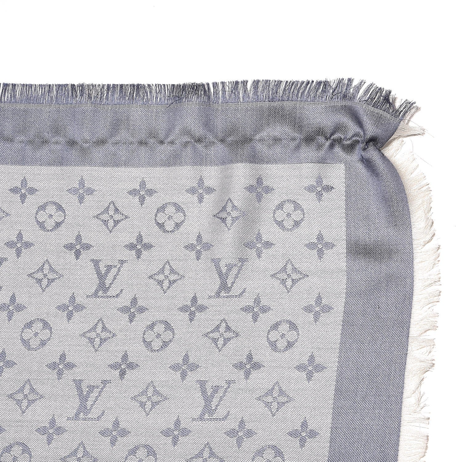 Louis Vuitton Silk Wool Monogram Denim Shawl Blue Clair 5 of 5