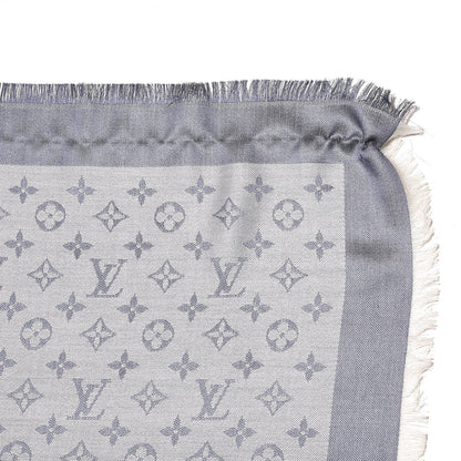 Louis Vuitton Silk Wool Monogram Denim Shawl Blue Clair 5 of 5