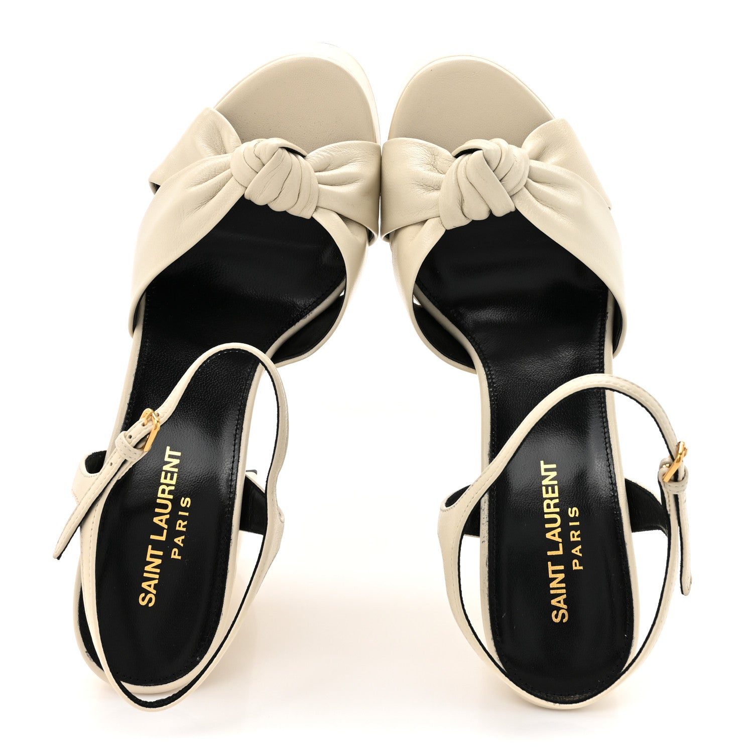 Saint Laurent Vendome Bianca 85 Platform Sandals 38 Pearl 2 of 9