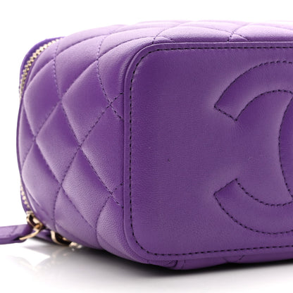 Chanel Lambskin Quilted Small Top Handle Vanity Case With Chain Purple 9 of 11