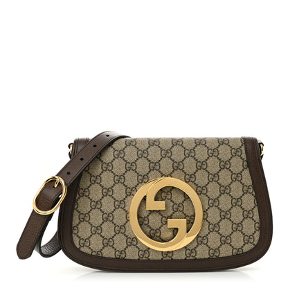 Gucci GG Supreme Monogram Textured Dollar Calfskin Blondie Chain Shoulder Flap Bag Beige Ebony New Acero 1 of 10