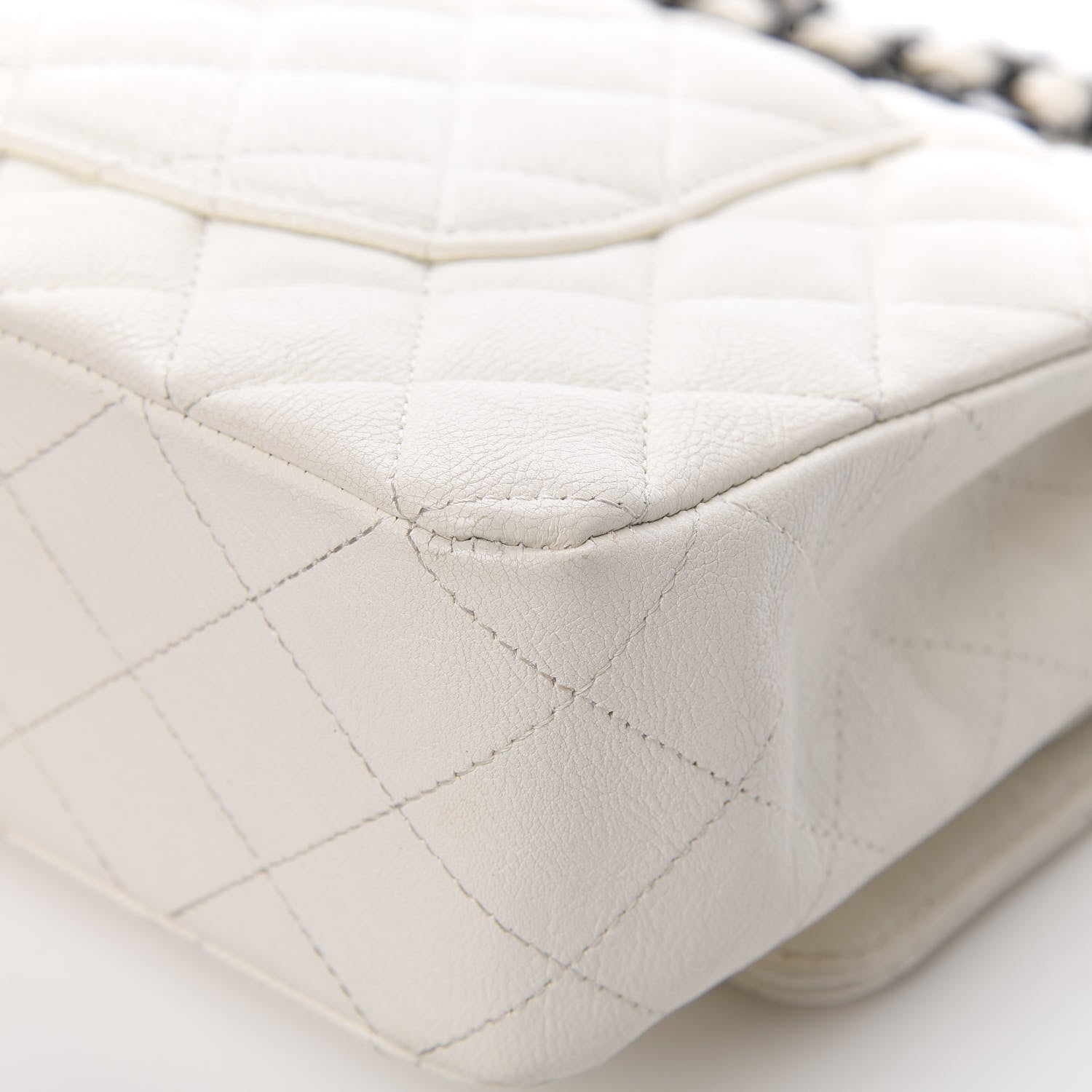 Chanel Crumpled Calfskin Quilted Medium Double Flap White 11 of 14