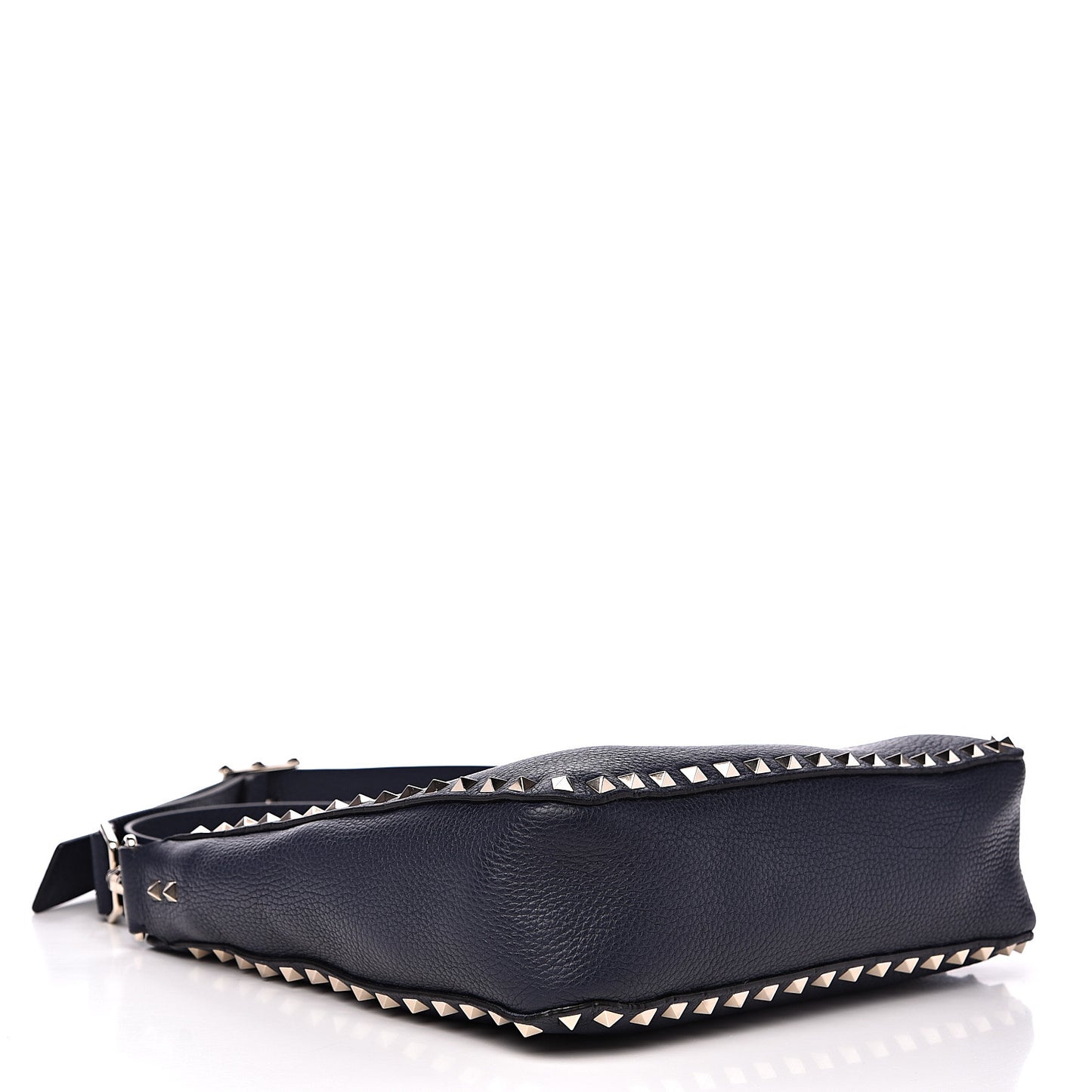 Pebbled Calfskin Small Rockstud Flip-Lock Messenger Bag Marine