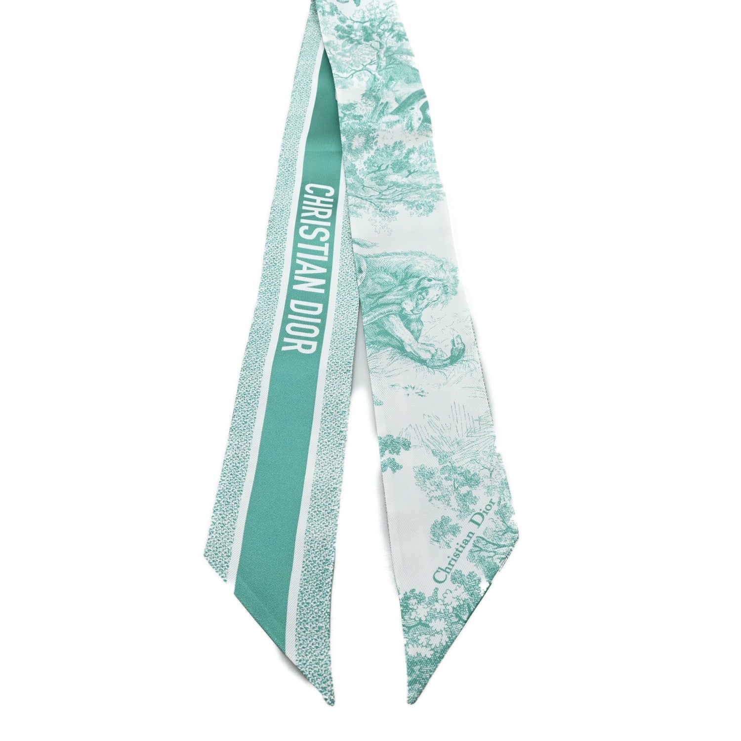 Christian Dior Silk Toile De Jouy Mitzah Scarf Green 1910371