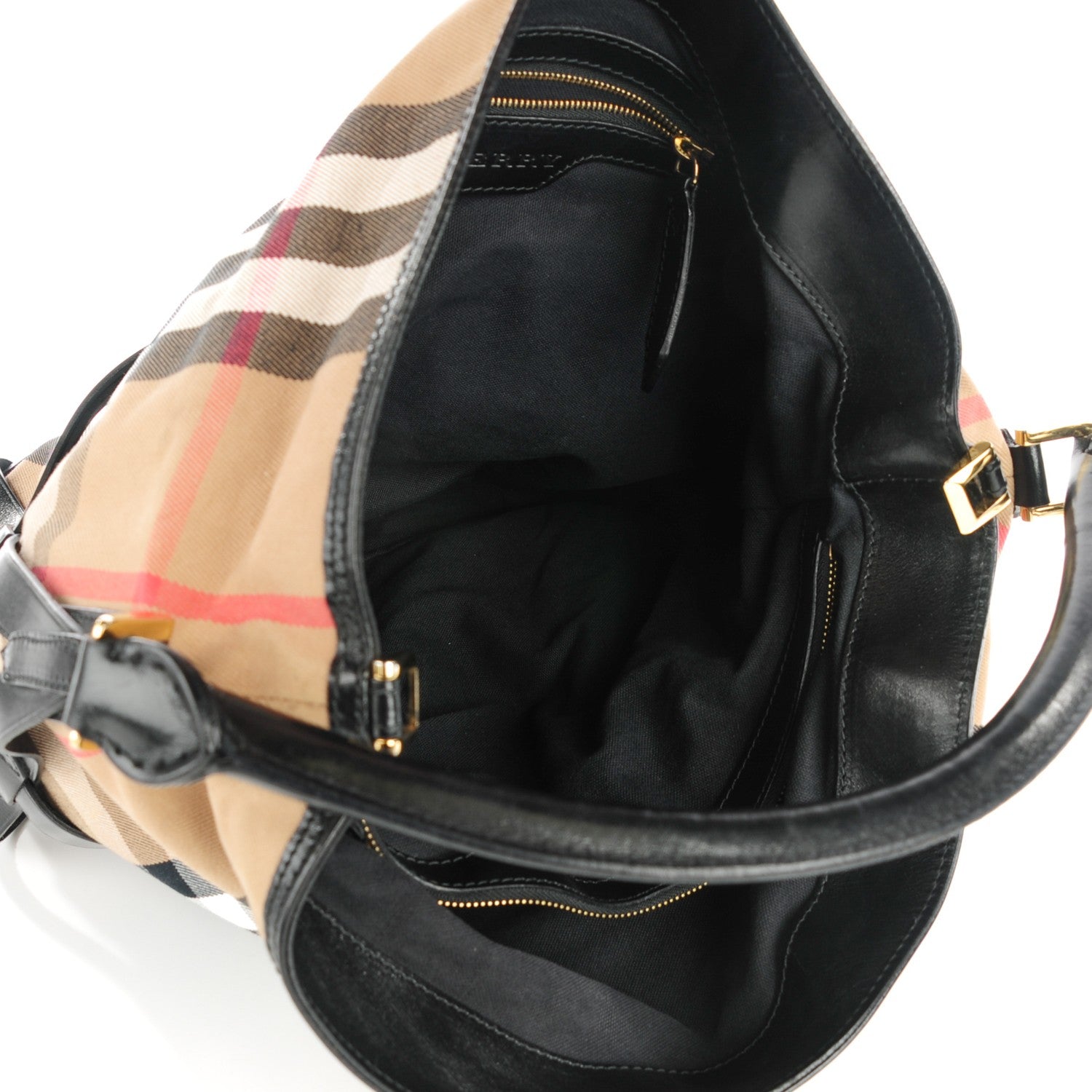 Burberry House Check Bridle Calfskin Medium Gosford Hobo Black 5 of 8