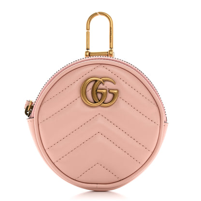 Gucci Calfskin Matelasse GG Marmont Round Coin Purse Perfect Pink 1 of 7