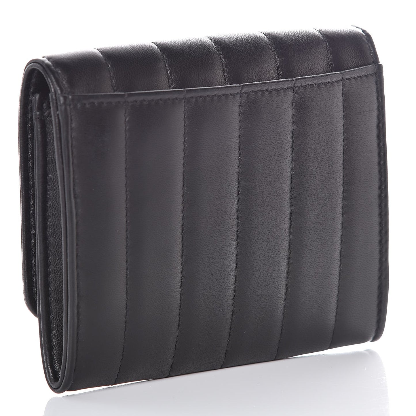 Lambskin Matelasse Monogram Vicky Tri-Fold Wallet Black