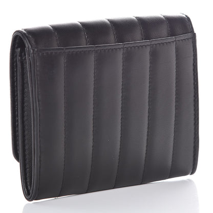 Saint Laurent Lambskin Matelasse Monogram Vicky Tri-Fold Wallet Black 3 of 7