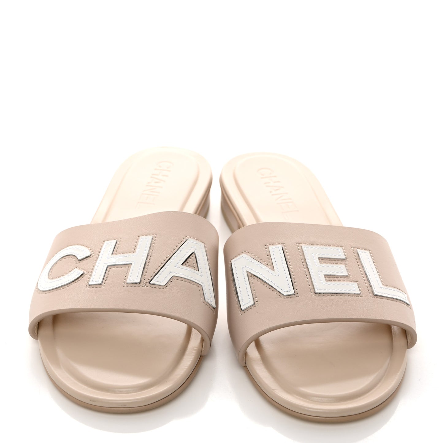 Calfskin Patent Calfskin Logo Mules 40.5 Beige