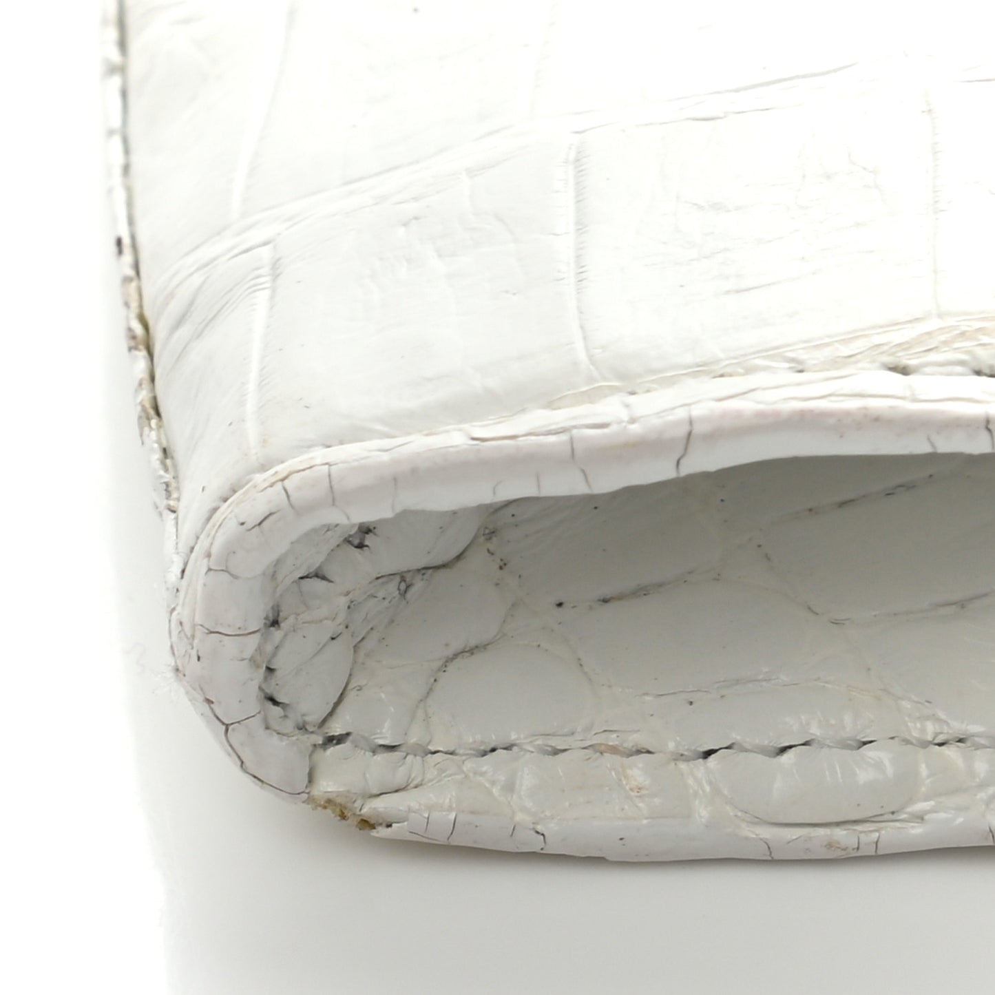 Crocodile Foldover Clutch White