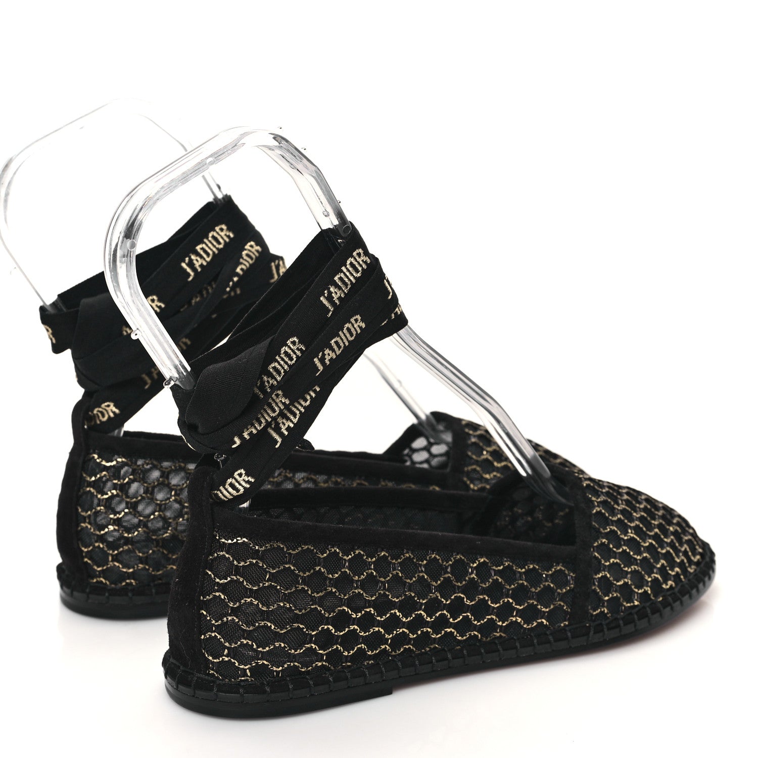 Christian Dior Laminated Resille Suede Nicely-D Ballet Flat 36 Black Gold 4 of 8