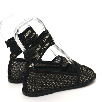 Christian Dior Laminated Resille Suede Nicely-D Ballet Flat 36 Black Gold 4 of 8