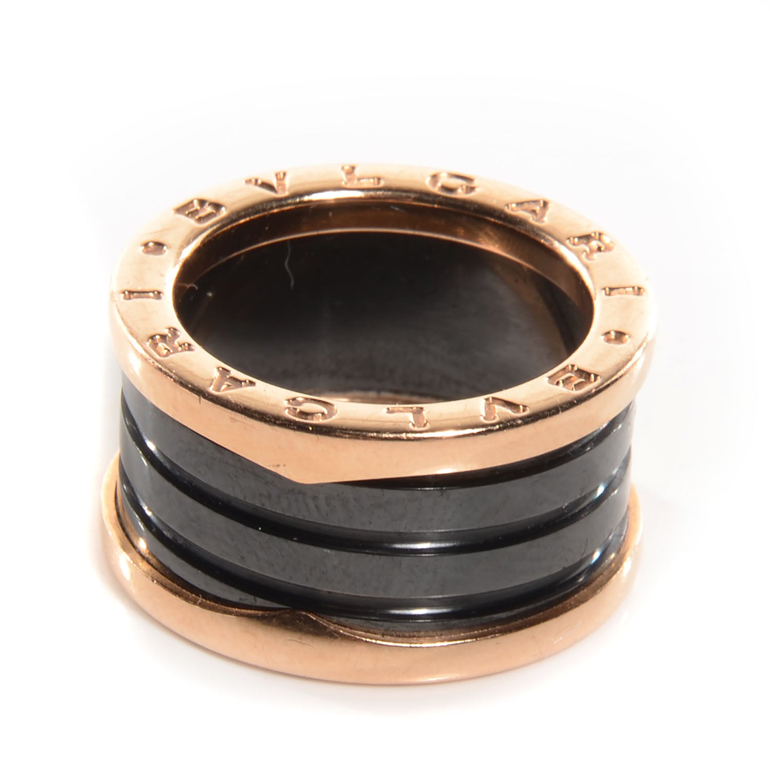 Bulgari BVLGARI 18k Pink Gold Ceramic B.Zero1 4 Band Ring 53 US 6.25 Black 1 of 6