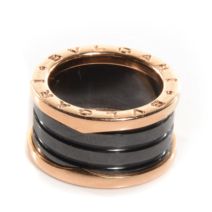 Bulgari BVLGARI 18k Pink Gold Ceramic B.Zero1 4 Band Ring 53 US 6.25 Black 1 of 6