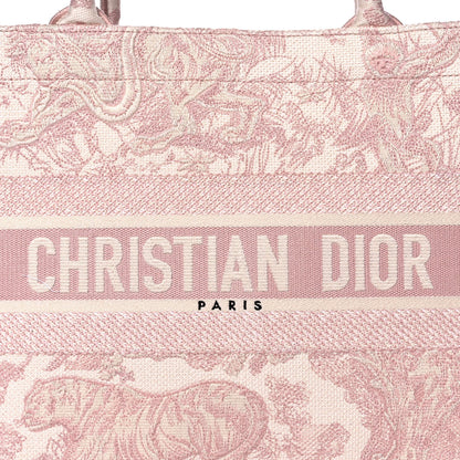 Christian Dior Canvas Toile De Jouy Embroidered Medium Book Tote Pink 8 of 14