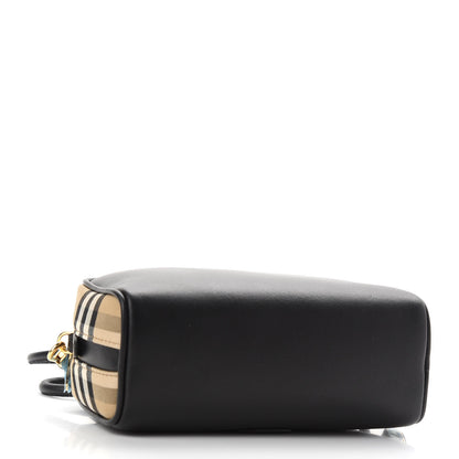 Burberry Calfskin Vintage Check Half Cube Crossbody Bag Black 4 of 8