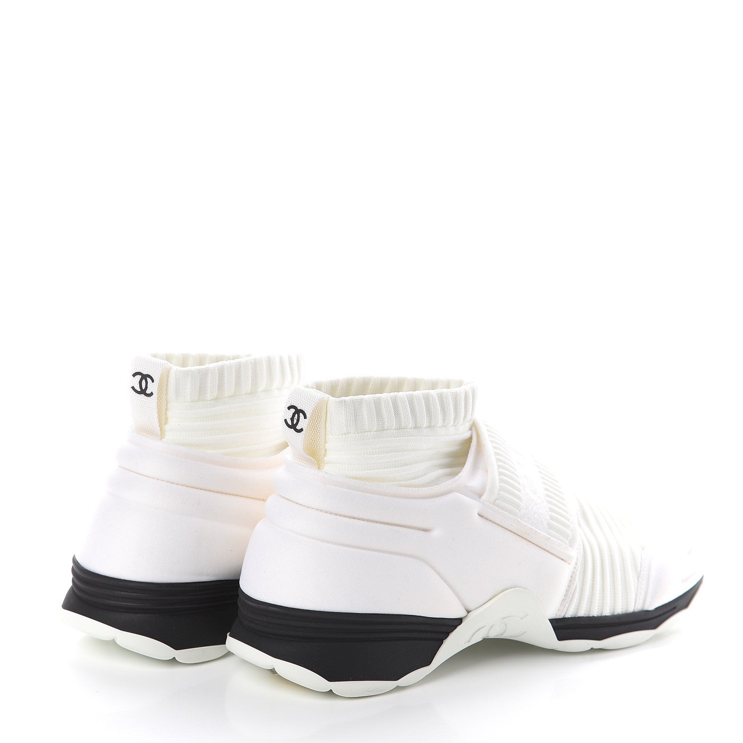 Chanel Stretch Fabric CC Sneakers 35 White 4 of 7