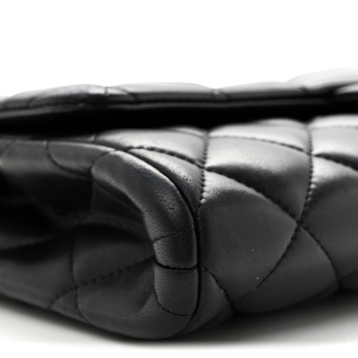 Lambskin Quilted Clutch with Chain Flap Black