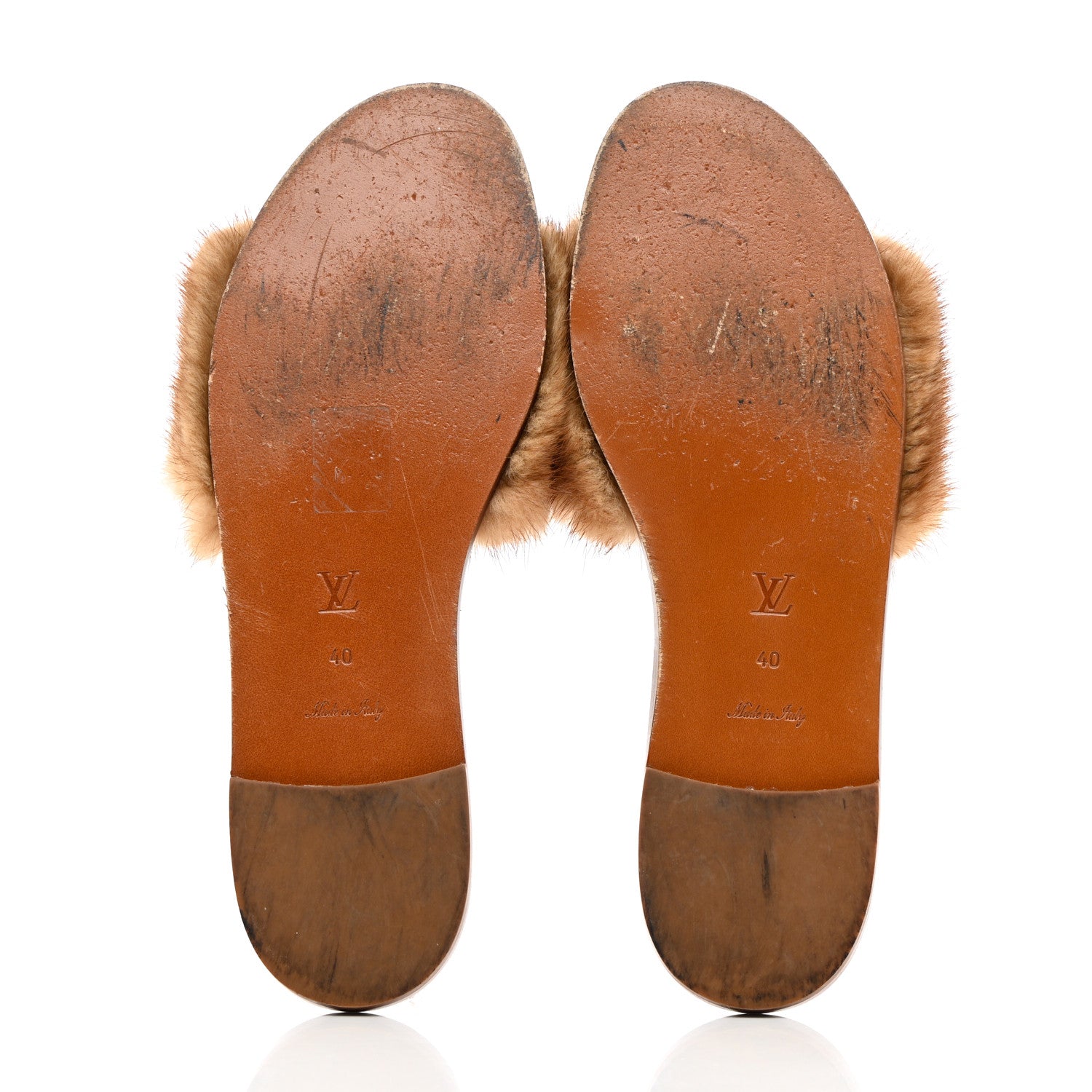 Louis Vuitton Mink Fur Lock It Flat Mule 40 Beige 6 of 14