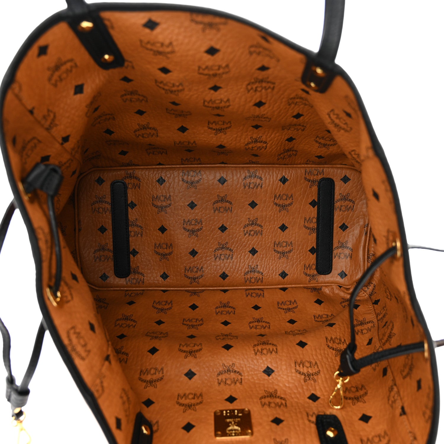 MCM Visetos Medium Project Reversible Shopper Tote Cognac 13 of 17