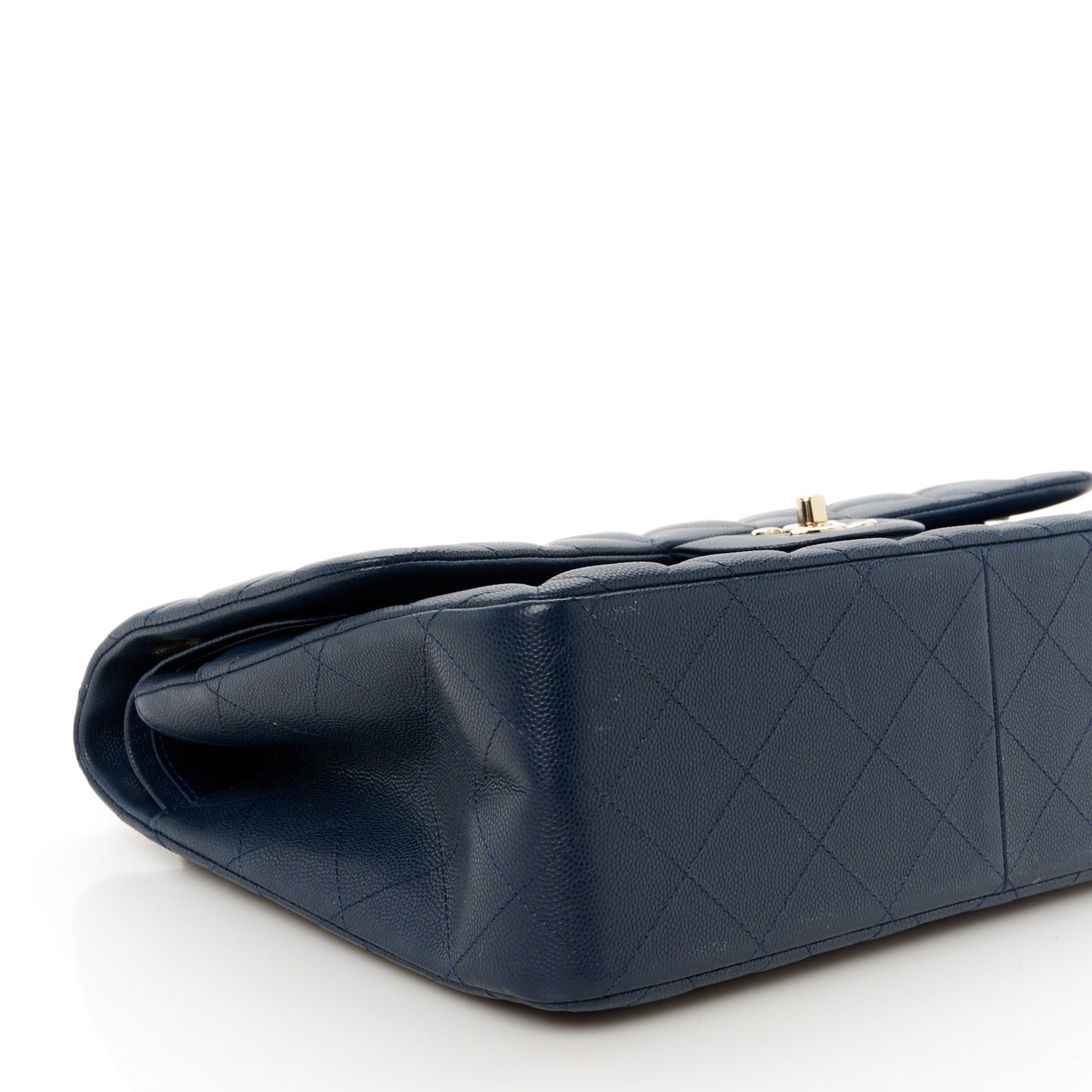Caviar Quilted Jumbo Double Flap Navy Blue