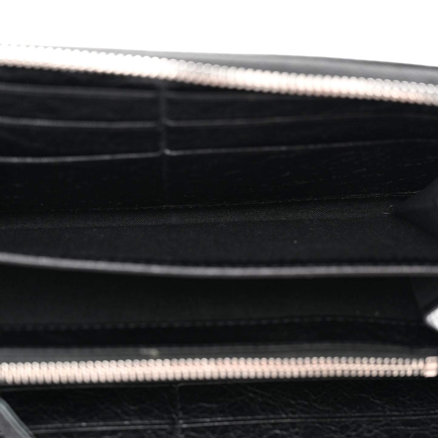 Agneau Classic Silver Hardware Continental Zip Around Wallet Black