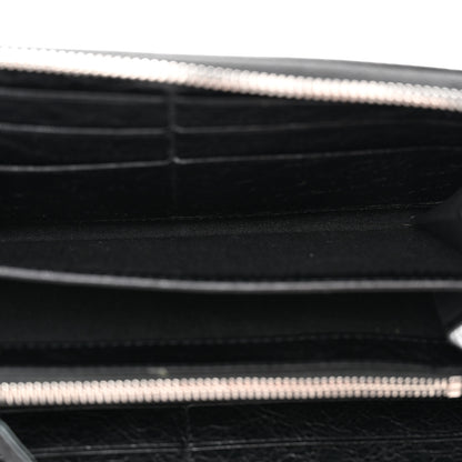 Balenciaga Agneau Classic Silver Hardware Continental Zip Around Wallet Black 5 of 11