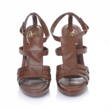 Saint Laurent Leather T Strap Sandals 38 Brown 2 of 6
