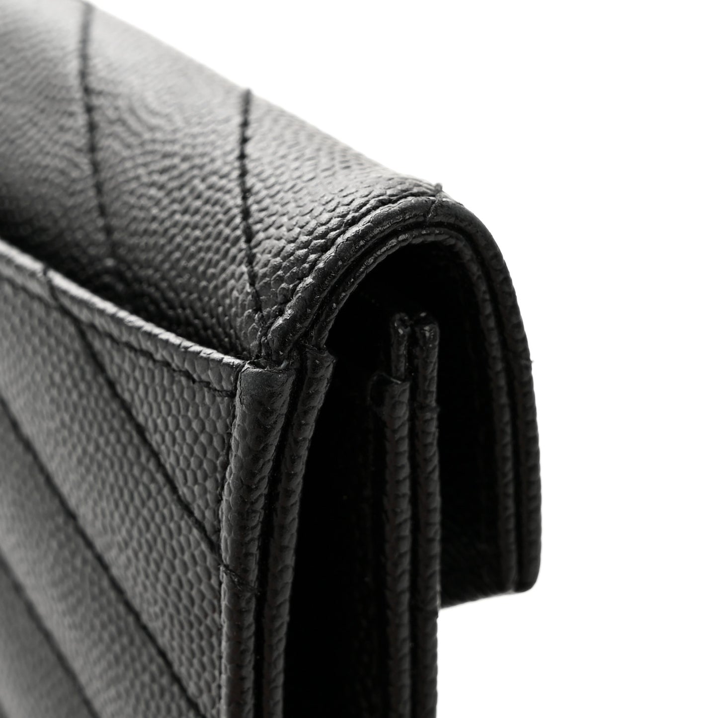 Grain De Poudre Matelasse Chevron Small Monogram Envelope Wallet Black