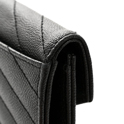 Saint Laurent Grain De Poudre Matelasse Chevron Small Monogram Envelope Wallet Black 10 of 11