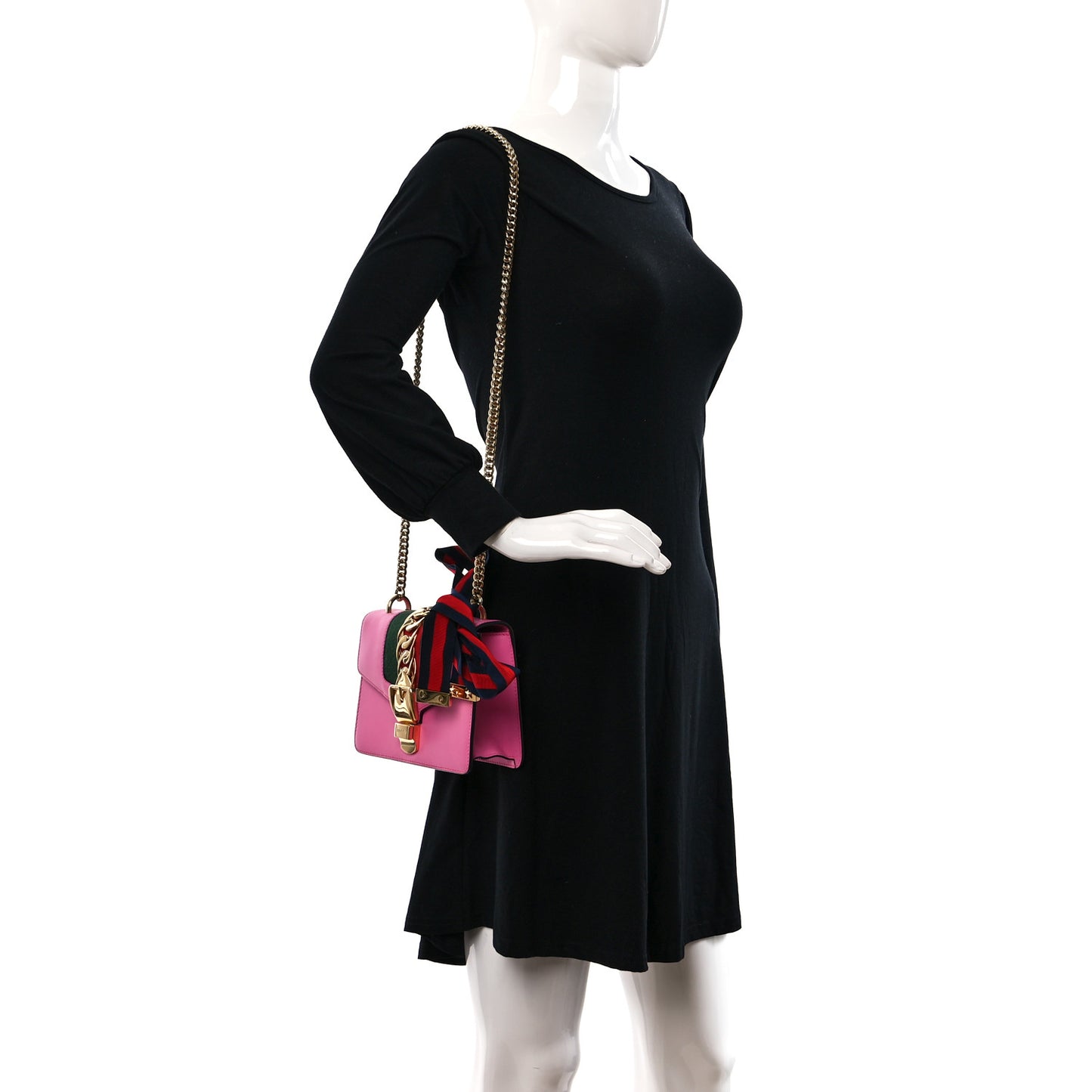 Vitello Fontanella Web Mini Sylvie Chain Shoulder Bag Pink Tropical Flower